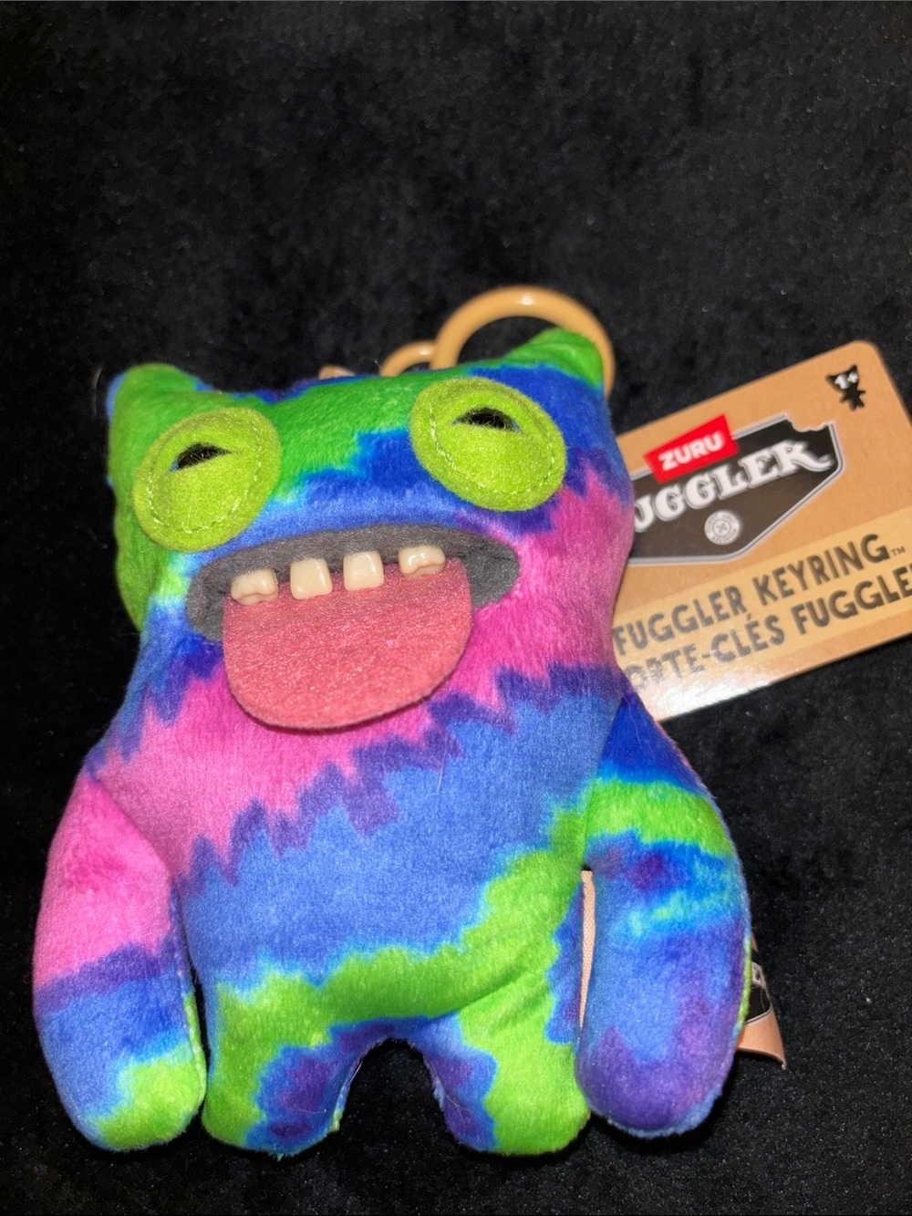 Fuggler Multicolor Tie-Dye Plush Keyring - Green Blue Pink NWT
